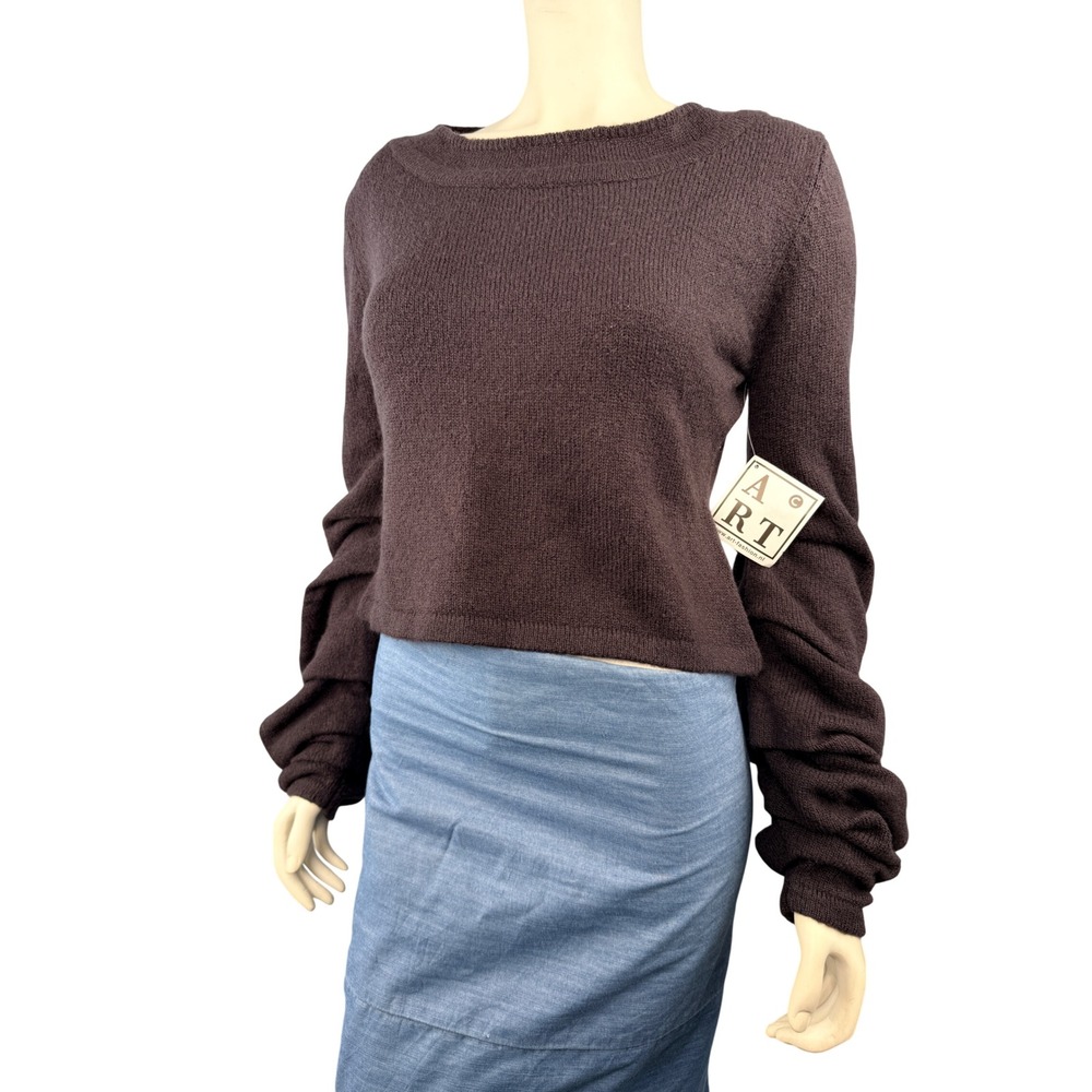 Ateliers Rare Toggery Pleat Sleeve Jumper Women M Brown ART‎ W05TU02 Sweater